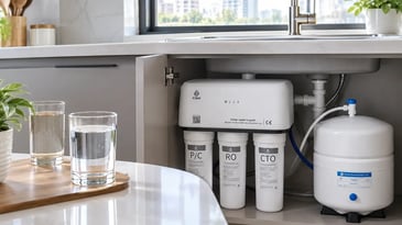 iClear water purifier providing clear purified drinking water in a modern kitchen