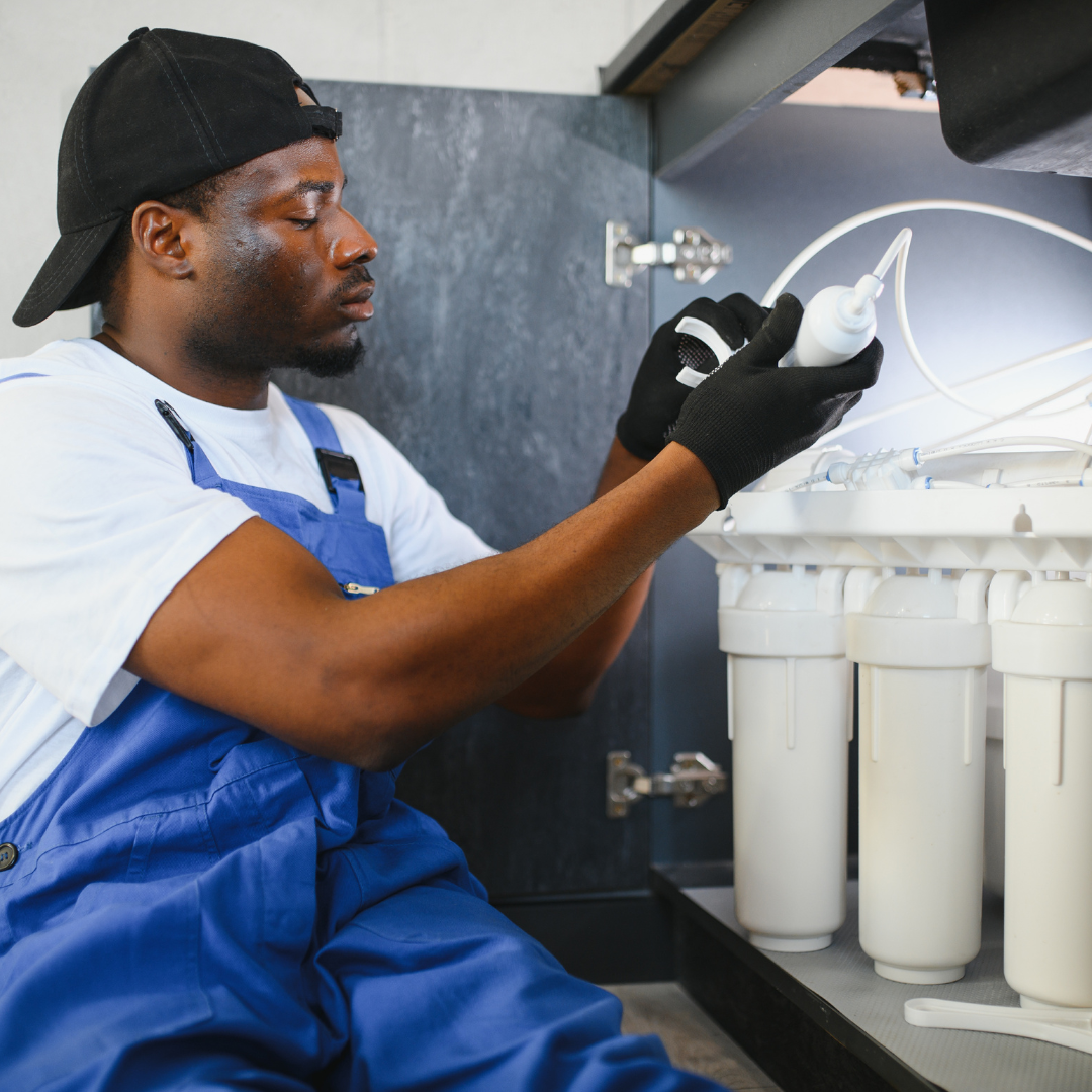 Image of the installation of a home water purification technology